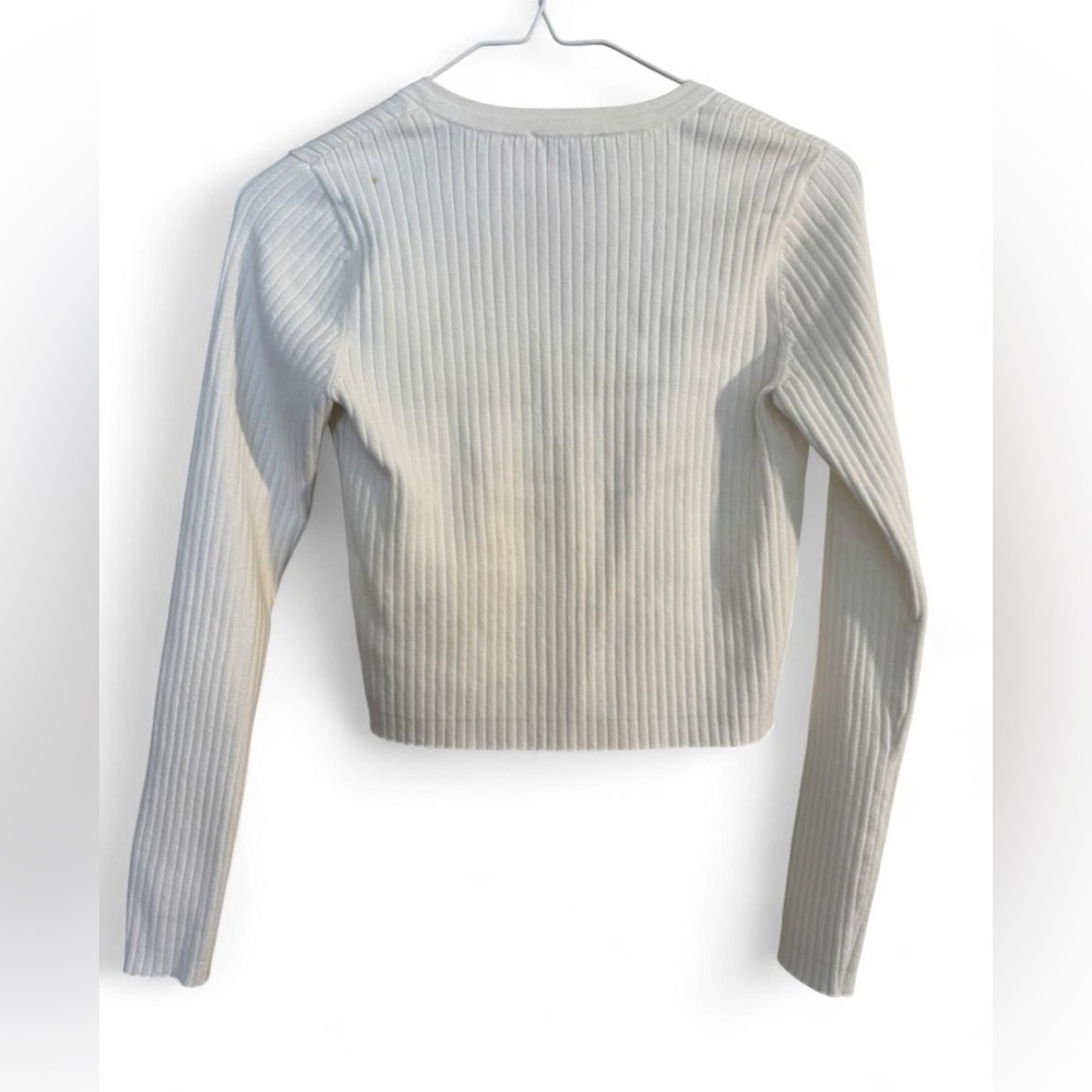 Reformation Cream Ribbed Button-Front Cardigan - Picture 5 of 16